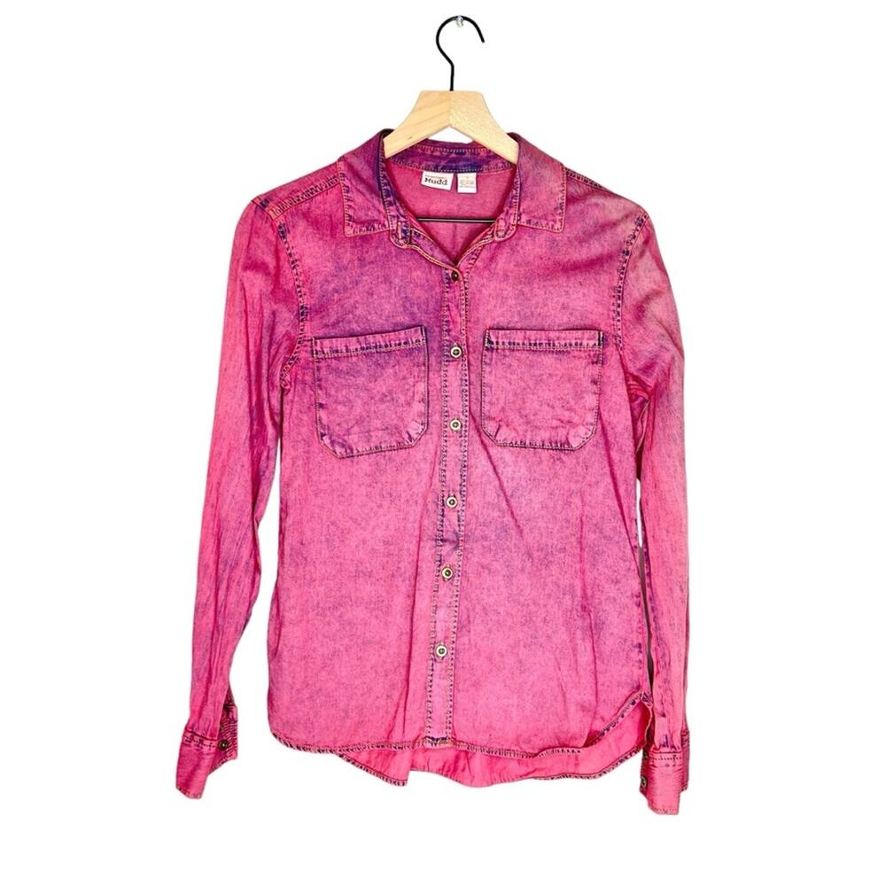 MUDD pink tie dye cotton button down blouse size small